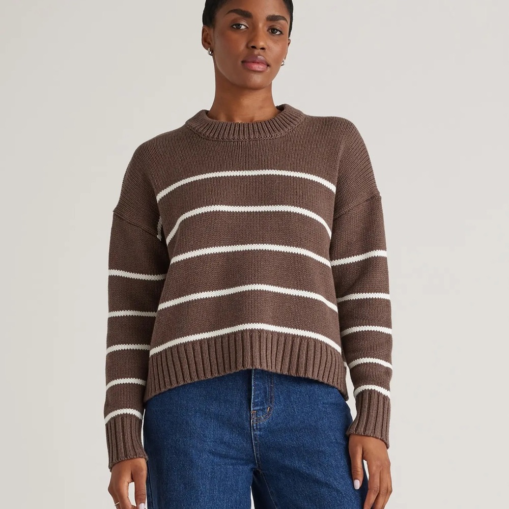 Quince Charcoal 100% Cotton Boyfriend Crew Sweater